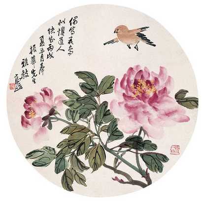 高峻 花卉 团扇